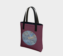 Load image into Gallery viewer, Sakura Splendour with maroon background Tote