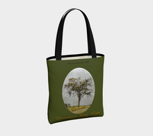 Load image into Gallery viewer, Survivor Elm Tree with green background Tree Tote