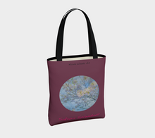 Load image into Gallery viewer, Sakura Splendour with maroon background Tote