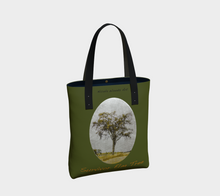 Load image into Gallery viewer, Survivor Elm Tree with green background Tree Tote