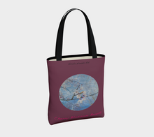 Load image into Gallery viewer, Cherry Blossom Beauty with maroon background Tote