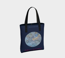 Load image into Gallery viewer, Sakura Splendour with navy background Tote