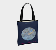 Load image into Gallery viewer, Sakura Splendour with navy background Tote