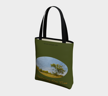 Load image into Gallery viewer, Sheltering Elm with green background Tree Tote