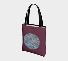 Load image into Gallery viewer, Sakura Splendour with maroon background Tote