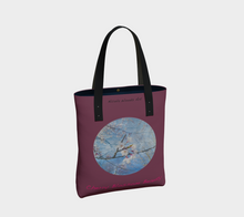 Load image into Gallery viewer, Cherry Blossom Beauty with maroon background Tote