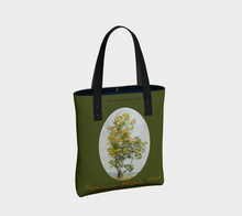 Load image into Gallery viewer, Survivor Maple Tree with green background Tree Tote
