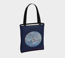 Load image into Gallery viewer, Cherry Blossom Beauty with navy background Tote
