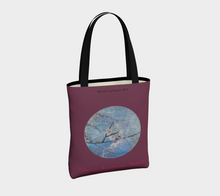 Load image into Gallery viewer, Cherry Blossom Beauty with maroon background Tote
