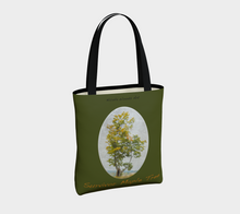 Load image into Gallery viewer, Survivor Maple Tree with green background Tree Tote

