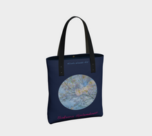 Load image into Gallery viewer, Sakura Splendour with navy background Tote
