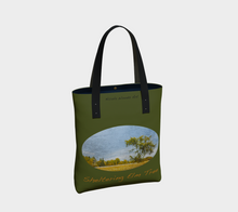 Load image into Gallery viewer, Sheltering Elm with green background Tree Tote
