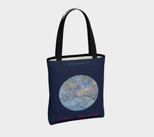 Load image into Gallery viewer, Sakura Splendour with navy background Tote
