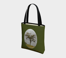 Load image into Gallery viewer, Survivor Elm Tree with green background Tree Tote
