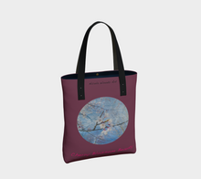 Load image into Gallery viewer, Cherry Blossom Beauty with maroon background Tote
