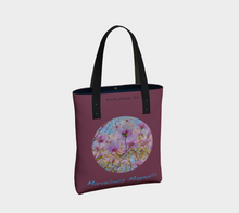 Load image into Gallery viewer, Marvelous Magnolia with maroon background Tote

